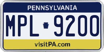 PA license plate MPL9200