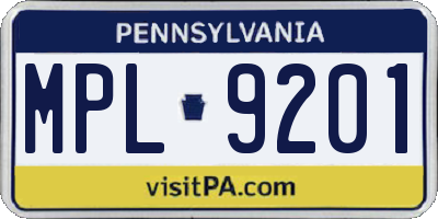 PA license plate MPL9201