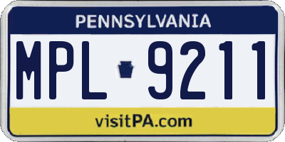 PA license plate MPL9211
