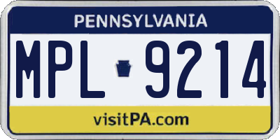 PA license plate MPL9214