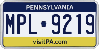 PA license plate MPL9219
