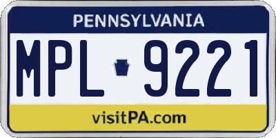 PA license plate MPL9221