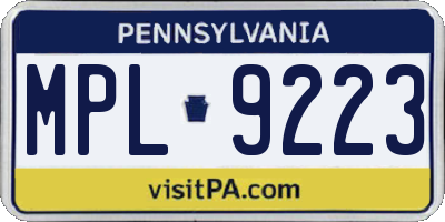 PA license plate MPL9223