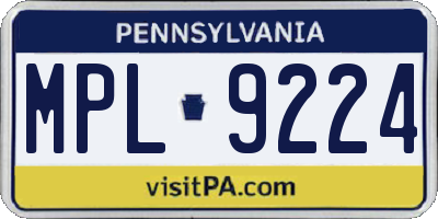 PA license plate MPL9224