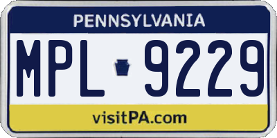 PA license plate MPL9229