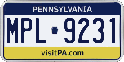 PA license plate MPL9231