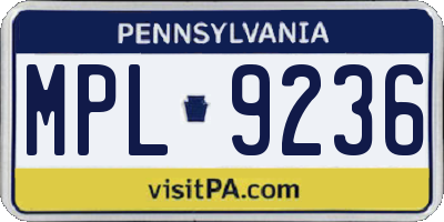 PA license plate MPL9236