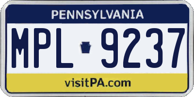 PA license plate MPL9237