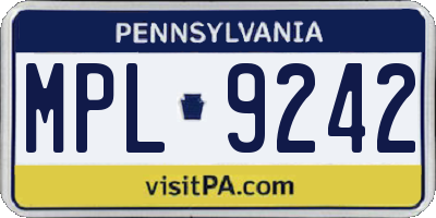 PA license plate MPL9242