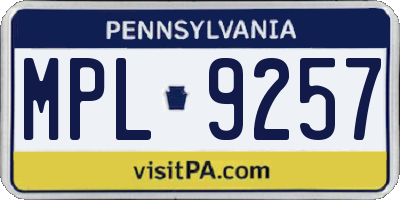 PA license plate MPL9257