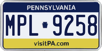 PA license plate MPL9258