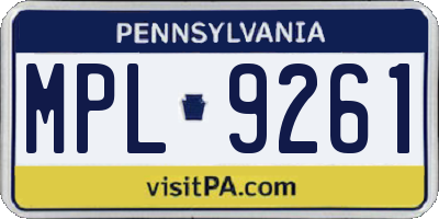 PA license plate MPL9261