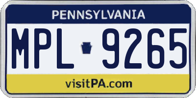 PA license plate MPL9265