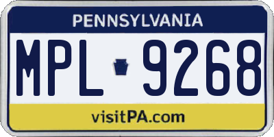 PA license plate MPL9268