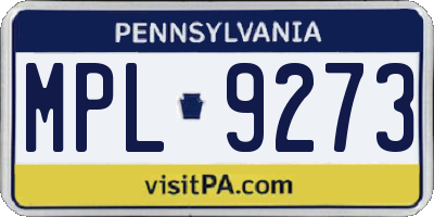 PA license plate MPL9273