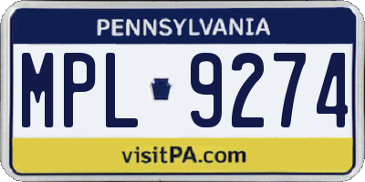 PA license plate MPL9274