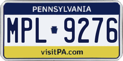PA license plate MPL9276