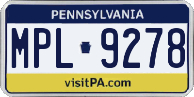 PA license plate MPL9278