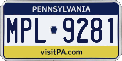 PA license plate MPL9281