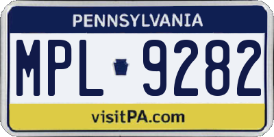 PA license plate MPL9282