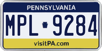 PA license plate MPL9284