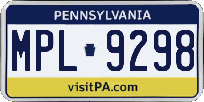 PA license plate MPL9298