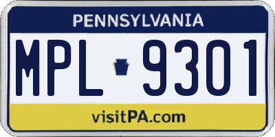 PA license plate MPL9301
