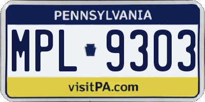 PA license plate MPL9303