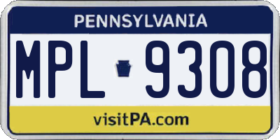 PA license plate MPL9308