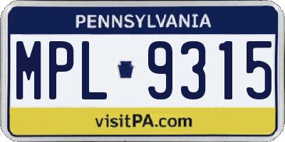 PA license plate MPL9315