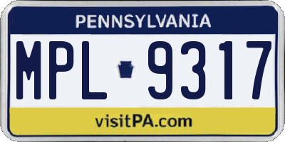 PA license plate MPL9317