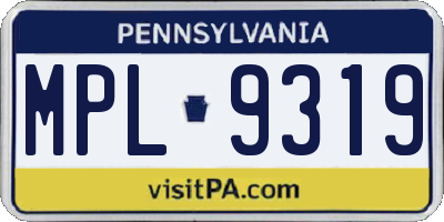 PA license plate MPL9319