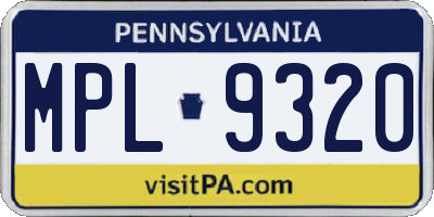 PA license plate MPL9320