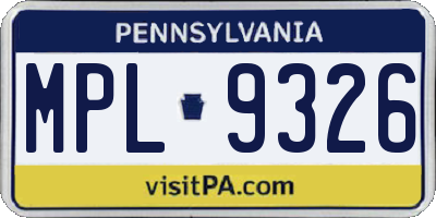 PA license plate MPL9326
