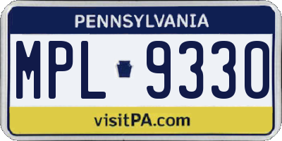 PA license plate MPL9330