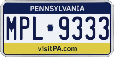 PA license plate MPL9333