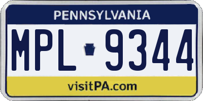 PA license plate MPL9344