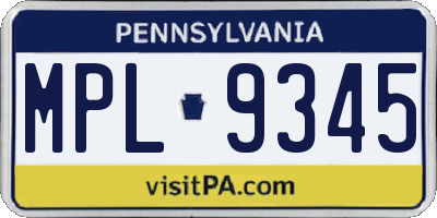 PA license plate MPL9345
