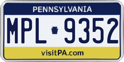 PA license plate MPL9352