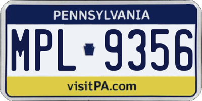PA license plate MPL9356