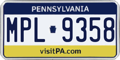 PA license plate MPL9358