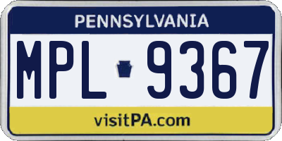 PA license plate MPL9367