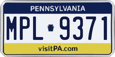 PA license plate MPL9371