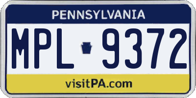PA license plate MPL9372
