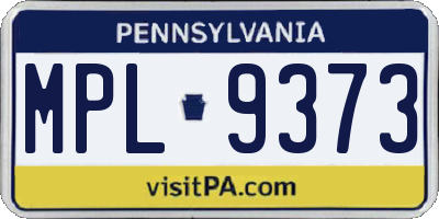 PA license plate MPL9373