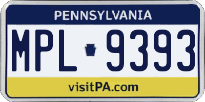 PA license plate MPL9393