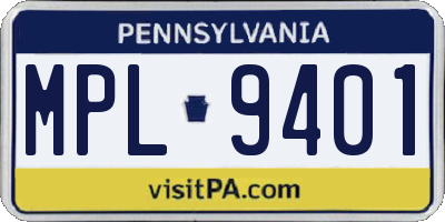 PA license plate MPL9401