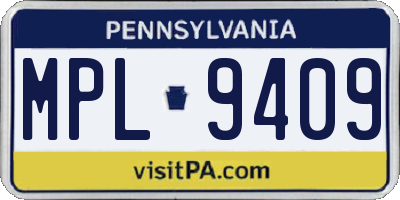 PA license plate MPL9409