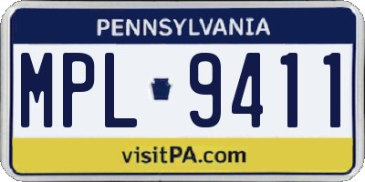 PA license plate MPL9411