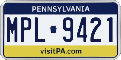 PA license plate MPL9421